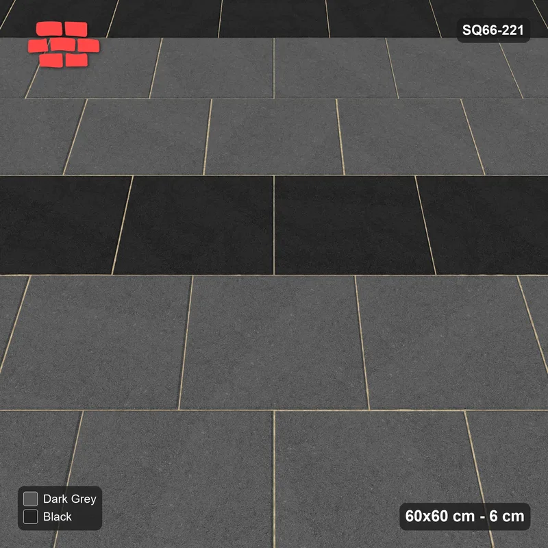 Interlock (Pasco) 60x60 cm · SQ66-221 · Kerb-Framed Diagonal Half-Bond with Accent Course Every Third · Side view Interlock (Pasco) 60x60 cm · SQ66-221 · Kerb-Framed Diagonal Half-Bond with Accent Course Every Third · Side view