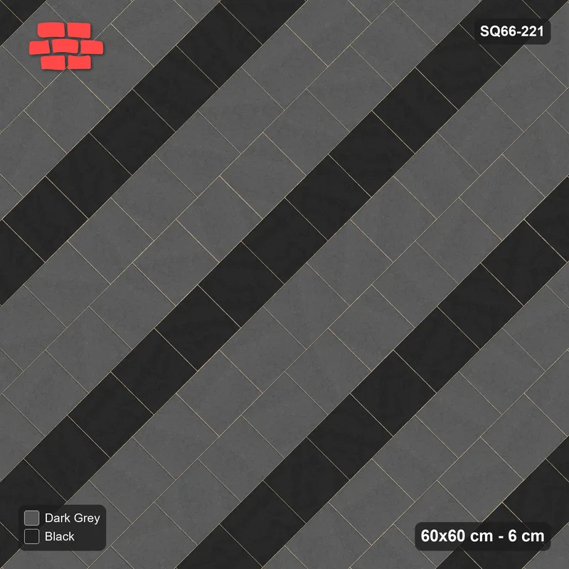Interlock (Pasco) 60x60 cm · SQ66-221 · Kerb-Framed Diagonal Half-Bond with Accent Course Every Third · Top view Interlock (Pasco) 60x60 cm · SQ66-221 · Kerb-Framed Diagonal Half-Bond with Accent Course Every Third · Top view