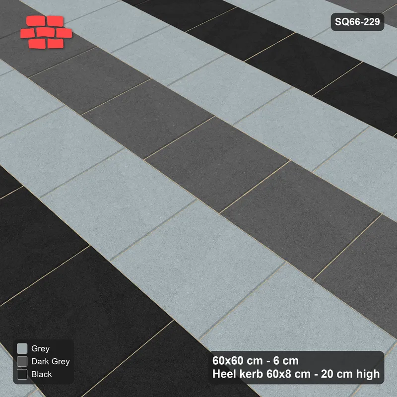 Interlock (Pasco) 60x60 cm · SQ66-229 · Kerb-Framed Quarter-Bond with Tri-Tone Course Stripes · Side view Interlock (Pasco) 60x60 cm · SQ66-229 · Kerb-Framed Quarter-Bond with Tri-Tone Course Stripes · Side view