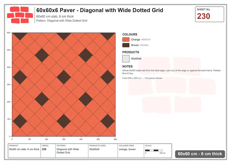 Interlock (Pasco) 60x60 cm · SQ66-230 · Three-Tone Courses · Laying plan Interlock (Pasco) 60x60 cm · SQ66-230 · Three-Tone Courses · Laying plan