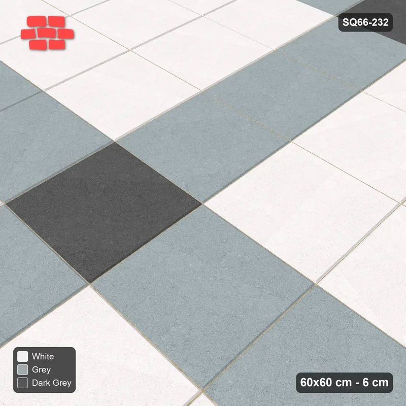 Interlock (Pasco) 60x60 cm · SQ66-232 · Wide Grid Lines with Dots · Side view Interlock (Pasco) 60x60 cm · SQ66-232 · Wide Grid Lines with Dots · Side view