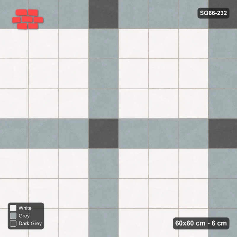 Interlock (Pasco) 60x60 cm · SQ66-232 · Wide Grid Lines with Dots · Top view Interlock (Pasco) 60x60 cm · SQ66-232 · Wide Grid Lines with Dots · Top view