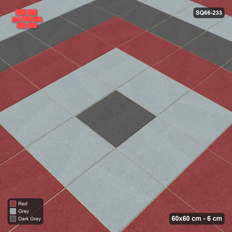 Interlock (Pasco) 60x60 cm · SQ66-233 · Concentric Square Rings · Side view Interlock (Pasco) 60x60 cm · SQ66-233 · Concentric Square Rings · Side view