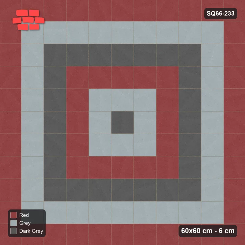 Interlock (Pasco) 60x60 cm · SQ66-233 · Concentric Square Rings · Top view Interlock (Pasco) 60x60 cm · SQ66-233 · Concentric Square Rings · Top view