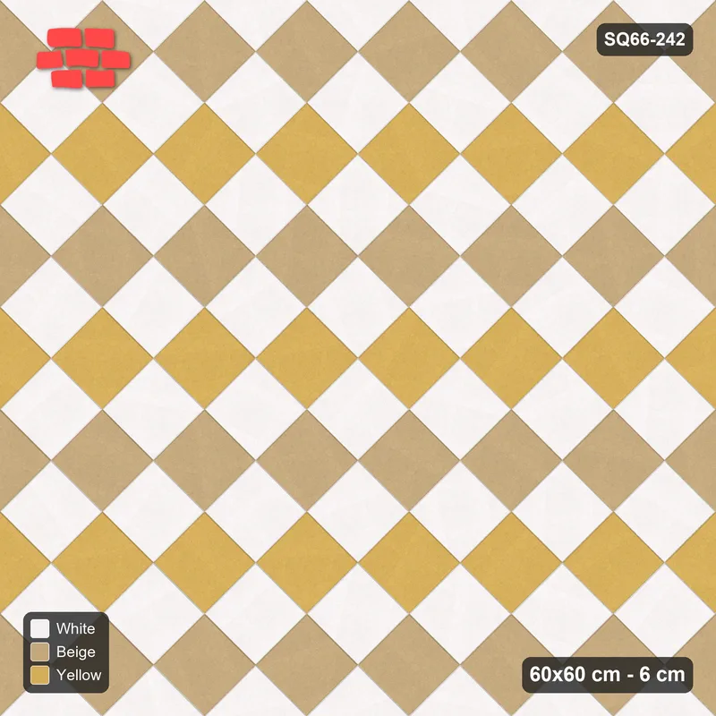 Interlock (Pasco) 60x60 cm · SQ66-242 · Diagonal with Tri-Tone Checker · Top view Interlock (Pasco) 60x60 cm · SQ66-242 · Diagonal with Tri-Tone Checker · Top view