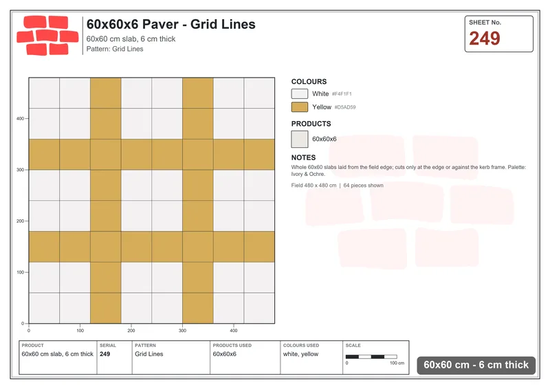 Interlock (Pasco) 60x60 cm · SQ66-249 · Grid Lines · Laying plan Interlock (Pasco) 60x60 cm · SQ66-249 · Grid Lines · Laying plan