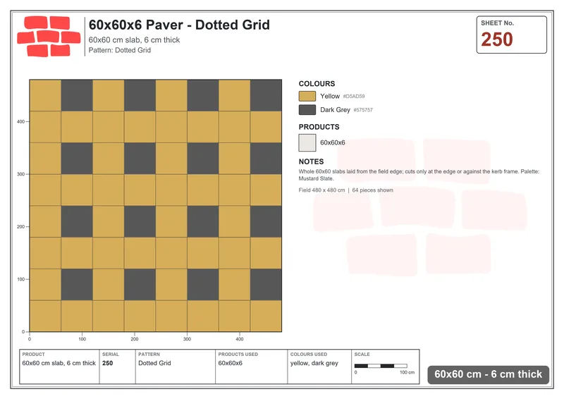 Interlock (Pasco) 60x60 cm · SQ66-250 · Dotted Grid · Laying plan Interlock (Pasco) 60x60 cm · SQ66-250 · Dotted Grid · Laying plan