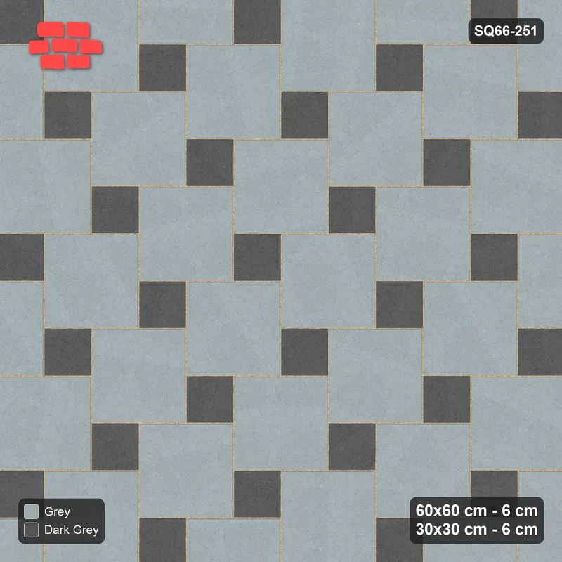 Interlock (Pasco) 60x60 cm · SQ66-251 · Offset Lattice, 30x30 Holes, Solid Slabs, 360 cm · Top view Interlock (Pasco) 60x60 cm · SQ66-251 · Offset Lattice, 30x30 Holes, Solid Slabs, 360 cm · Top view