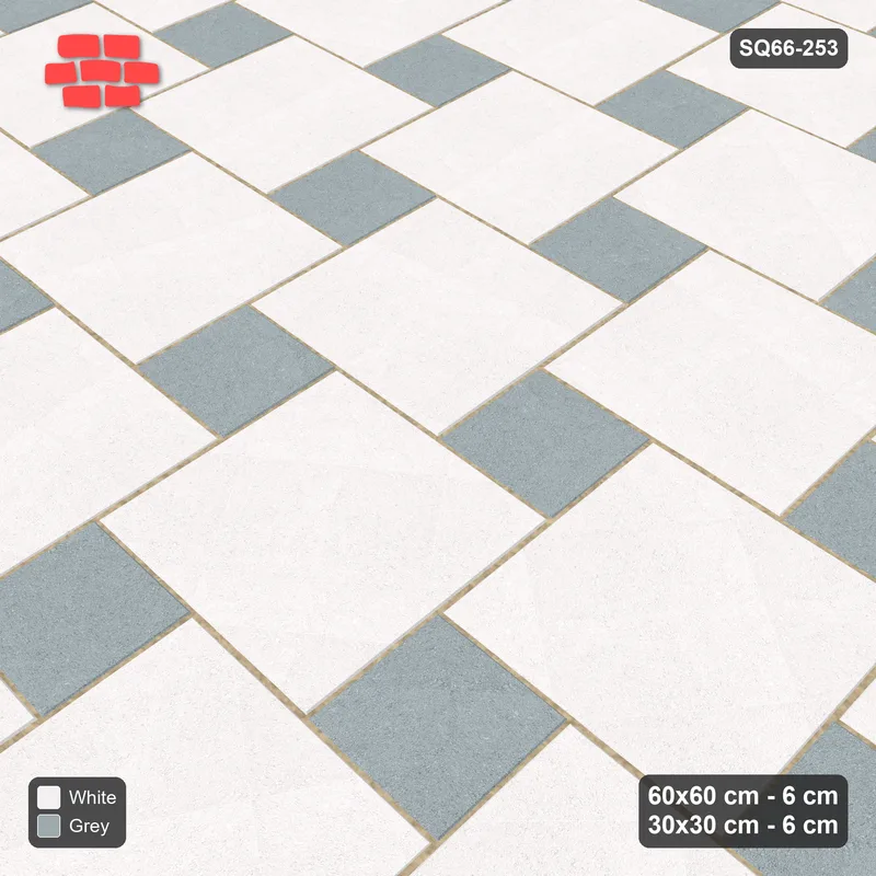 Interlock (Pasco) 60x60 cm · SQ66-253 · Offset Lattice, 30x30 Holes, Solid Slabs, Kerb, 520 cm · Side view Interlock (Pasco) 60x60 cm · SQ66-253 · Offset Lattice, 30x30 Holes, Solid Slabs, Kerb, 520 cm · Side view