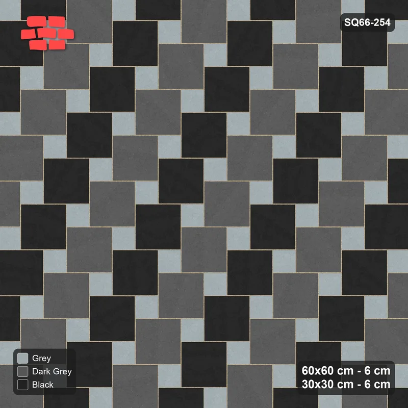 Interlock (Pasco) 60x60 cm · SQ66-254 · Offset Lattice, 30x30 Holes, Row Tones, Mirrored, 540 cm · Top view Interlock (Pasco) 60x60 cm · SQ66-254 · Offset Lattice, 30x30 Holes, Row Tones, Mirrored, 540 cm · Top view