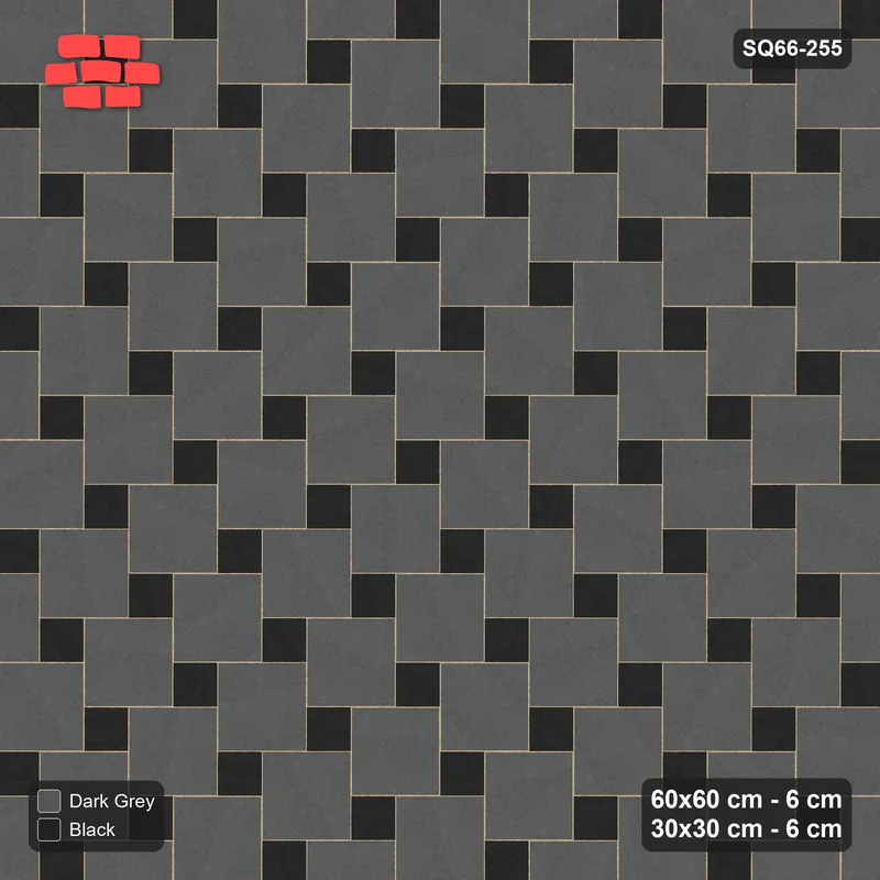 Interlock (Pasco) 60x60 cm · SQ66-255 · Offset Lattice, 30x30 Holes, Solid Slabs, 600 cm · Top view Interlock (Pasco) 60x60 cm · SQ66-255 · Offset Lattice, 30x30 Holes, Solid Slabs, 600 cm · Top view