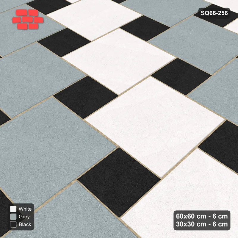 Interlock (Pasco) 60x60 cm · SQ66-256 · Offset Lattice, 30x30 Holes, Column Tones, Mirrored, 390 cm · Side view Interlock (Pasco) 60x60 cm · SQ66-256 · Offset Lattice, 30x30 Holes, Column Tones, Mirrored, 390 cm · Side view