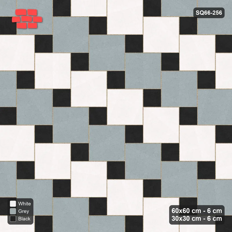 Interlock (Pasco) 60x60 cm · SQ66-256 · Offset Lattice, 30x30 Holes, Column Tones, Mirrored, 390 cm · Top view Interlock (Pasco) 60x60 cm · SQ66-256 · Offset Lattice, 30x30 Holes, Column Tones, Mirrored, 390 cm · Top view