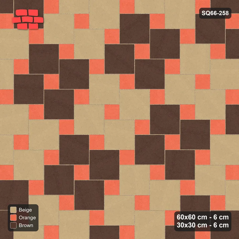 Interlock (Pasco) 60x60 cm · SQ66-258 · Offset Lattice, 30x30 Holes, 2x2 Blocks, Mirrored, Kerb · Top view Interlock (Pasco) 60x60 cm · SQ66-258 · Offset Lattice, 30x30 Holes, 2x2 Blocks, Mirrored, Kerb · Top view