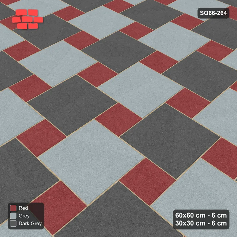 Interlock (Pasco) 60x60 cm · SQ66-264 · Offset Lattice, 30x30 Holes, Alternating Slabs, 570 cm · Side view Interlock (Pasco) 60x60 cm · SQ66-264 · Offset Lattice, 30x30 Holes, Alternating Slabs, 570 cm · Side view