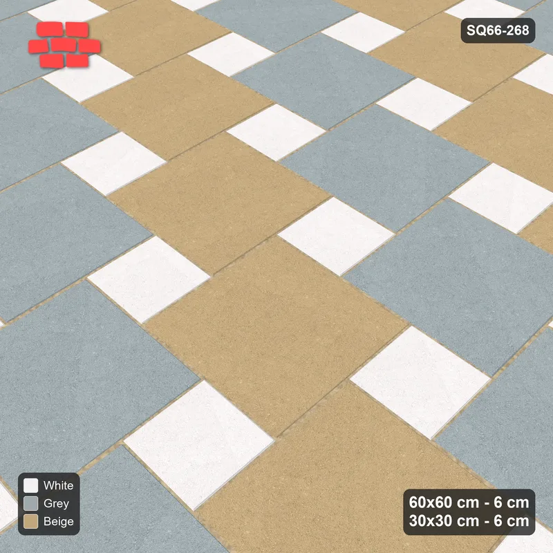 Interlock (Pasco) 60x60 cm · SQ66-268 · Offset Lattice, 30x30 Holes, Column Tones, Mirrored, Kerb · Side view Interlock (Pasco) 60x60 cm · SQ66-268 · Offset Lattice, 30x30 Holes, Column Tones, Mirrored, Kerb · Side view