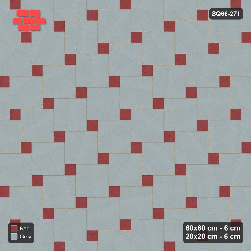 Interlock (Pasco) 60x60 cm · SQ66-271 · Offset Lattice, 20x20 Holes, Solid Slabs, 460 cm · Top view Interlock (Pasco) 60x60 cm · SQ66-271 · Offset Lattice, 20x20 Holes, Solid Slabs, 460 cm · Top view