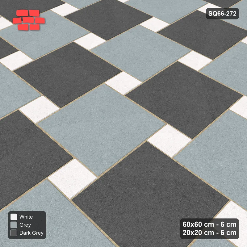Interlock (Pasco) 60x60 cm · SQ66-272 · Offset Lattice, 20x20 Holes, Alternating Slabs, Mirrored · Side view Interlock (Pasco) 60x60 cm · SQ66-272 · Offset Lattice, 20x20 Holes, Alternating Slabs, Mirrored · Side view