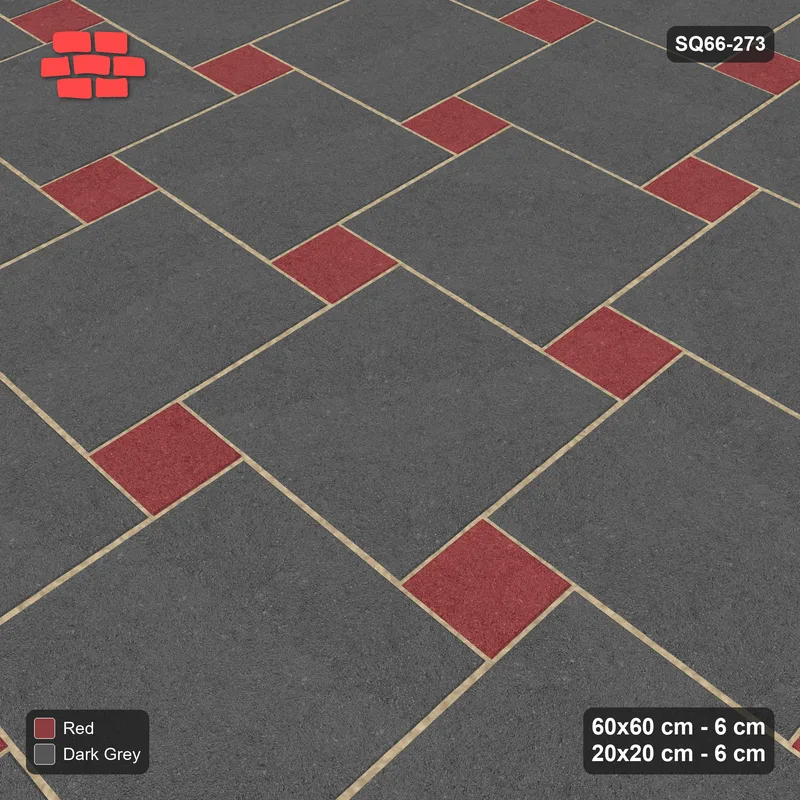 Interlock (Pasco) 60x60 cm · SQ66-273 · Offset Lattice, 20x20 Holes, Solid Slabs, Kerb, 460 cm · Side view Interlock (Pasco) 60x60 cm · SQ66-273 · Offset Lattice, 20x20 Holes, Solid Slabs, Kerb, 460 cm · Side view
