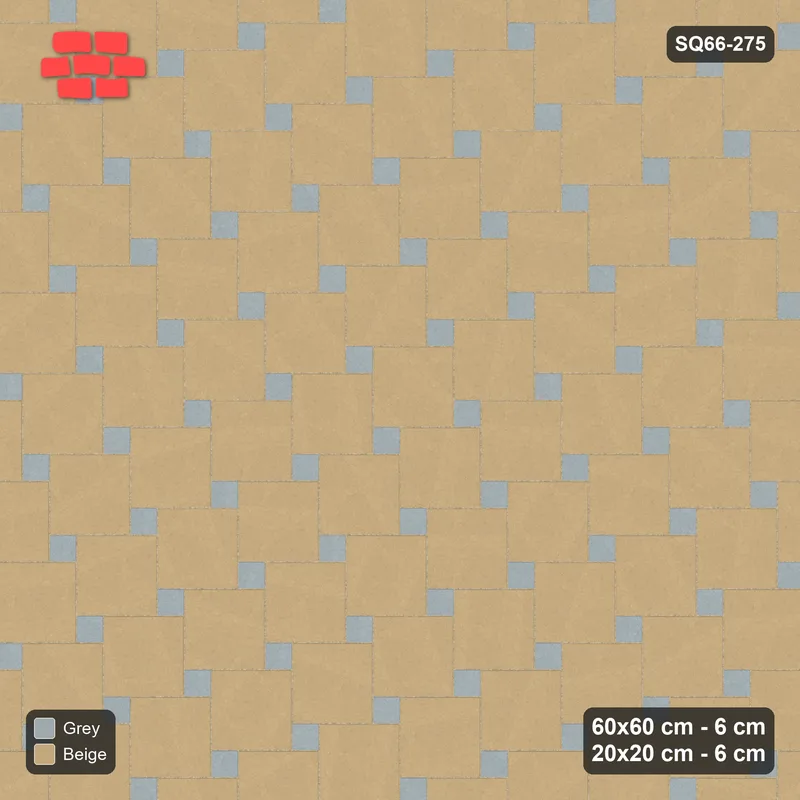 Interlock (Pasco) 60x60 cm · SQ66-275 · Offset Lattice, 20x20 Holes, Solid Slabs, 600 cm · Top view Interlock (Pasco) 60x60 cm · SQ66-275 · Offset Lattice, 20x20 Holes, Solid Slabs, 600 cm · Top view