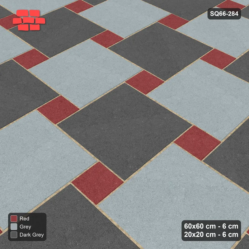 Interlock (Pasco) 60x60 cm · SQ66-284 · Offset Lattice, 20x20 Holes, Alternating Slabs, 420 cm · Side view Interlock (Pasco) 60x60 cm · SQ66-284 · Offset Lattice, 20x20 Holes, Alternating Slabs, 420 cm · Side view