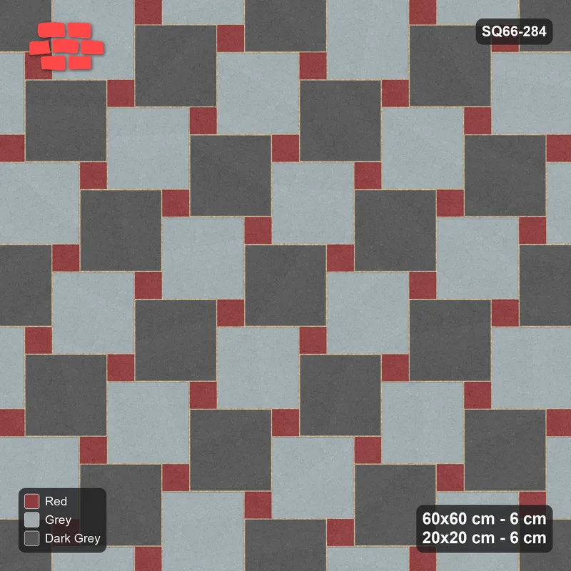 Interlock (Pasco) 60x60 cm · SQ66-284 · Offset Lattice, 20x20 Holes, Alternating Slabs, 420 cm · Top view Interlock (Pasco) 60x60 cm · SQ66-284 · Offset Lattice, 20x20 Holes, Alternating Slabs, 420 cm · Top view