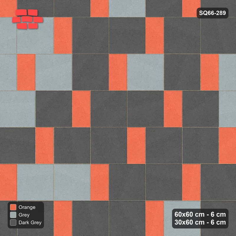 Interlock (Pasco) 60x60 cm · SQ66-289 · Slab Pair + 30x60 Plank Step, Blend, Right, Kerb, 430 cm · Top view Interlock (Pasco) 60x60 cm · SQ66-289 · Slab Pair + 30x60 Plank Step, Blend, Right, Kerb, 430 cm · Top view