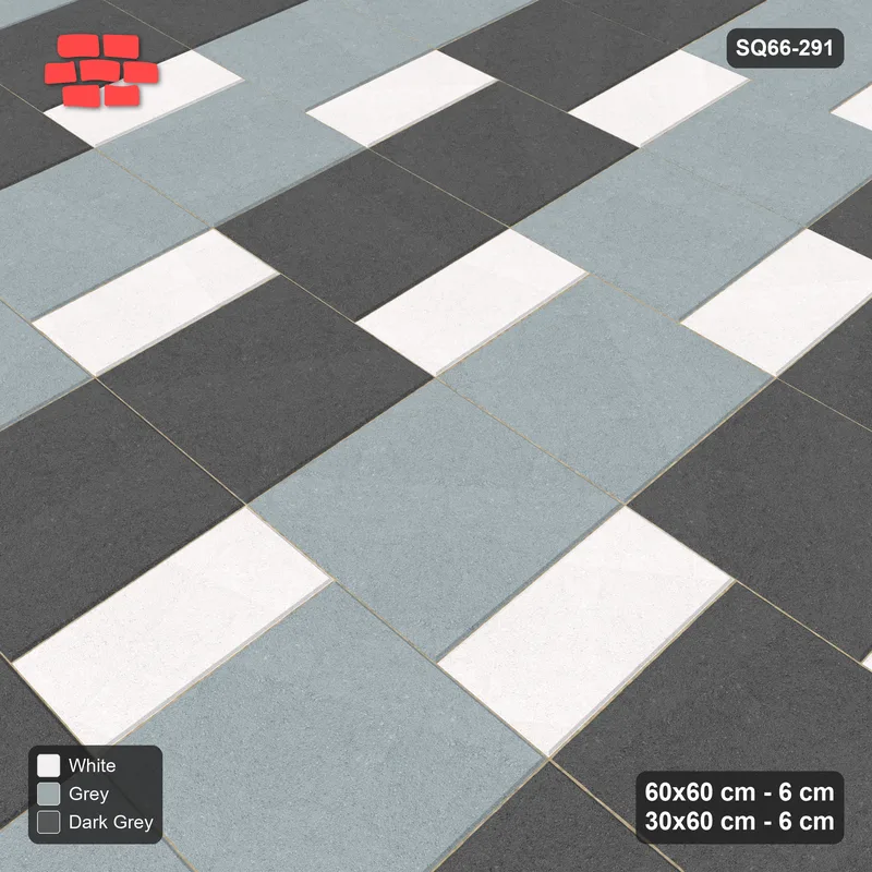 Interlock (Pasco) 60x60 cm · SQ66-291 · Slab Pair + 30x60 Plank Step, Checker, Right, 570 cm · Side view Interlock (Pasco) 60x60 cm · SQ66-291 · Slab Pair + 30x60 Plank Step, Checker, Right, 570 cm · Side view