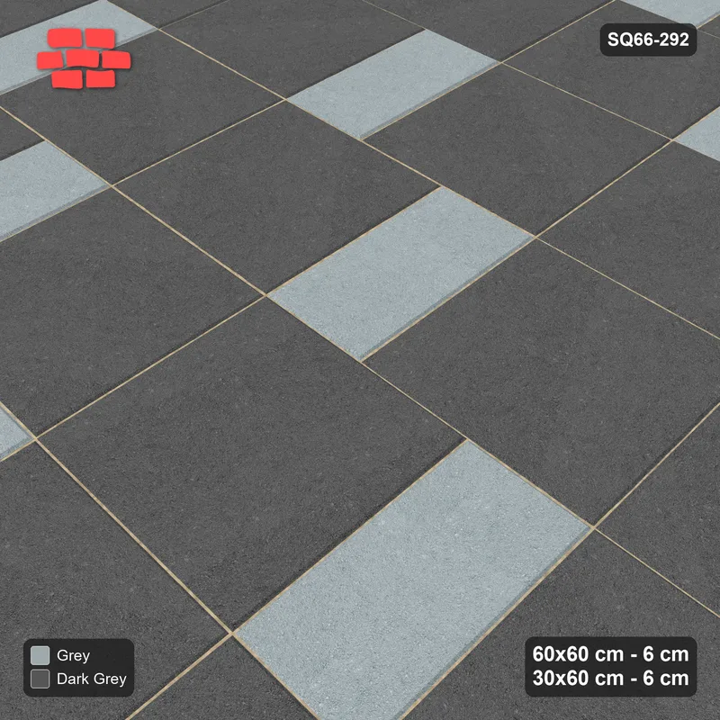 Interlock (Pasco) 60x60 cm · SQ66-292 · Slab Pair + 30x60 Plank Step, Solid Slabs, Left, 600 cm · Side view Interlock (Pasco) 60x60 cm · SQ66-292 · Slab Pair + 30x60 Plank Step, Solid Slabs, Left, 600 cm · Side view