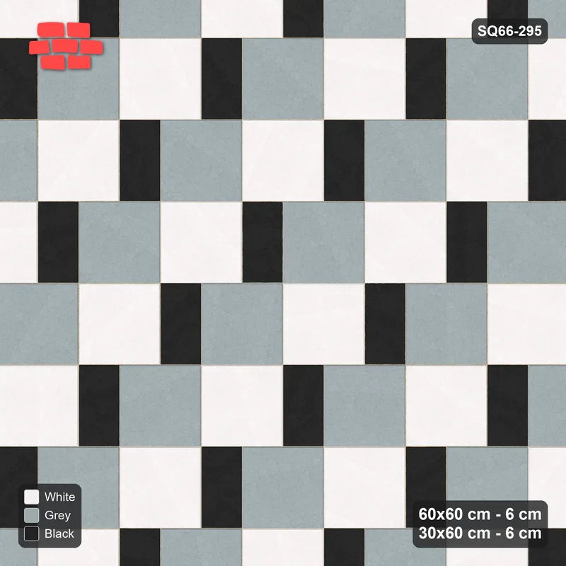 Interlock (Pasco) 60x60 cm · SQ66-295 · Slab Pair + 30x60 Plank Step, Alternating, Right, 600 cm · Top view Interlock (Pasco) 60x60 cm · SQ66-295 · Slab Pair + 30x60 Plank Step, Alternating, Right, 600 cm · Top view