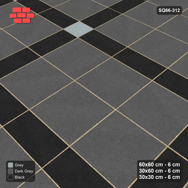 Interlock (Pasco) 60x60 cm · SQ66-312 · Panel Grid 2x3, 30 cm Lines, Accent Crossings, 540 cm · Side view Interlock (Pasco) 60x60 cm · SQ66-312 · Panel Grid 2x3, 30 cm Lines, Accent Crossings, 540 cm · Side view