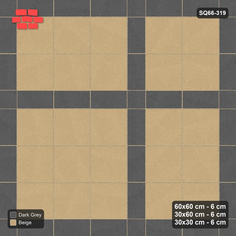 Interlock (Pasco) 60x60 cm · SQ66-319 · Panel Grid 3x3, 30 cm Lines, Dark Lines, Line Edges, 390 cm · Top view Interlock (Pasco) 60x60 cm · SQ66-319 · Panel Grid 3x3, 30 cm Lines, Dark Lines, Line Edges, 390 cm · Top view