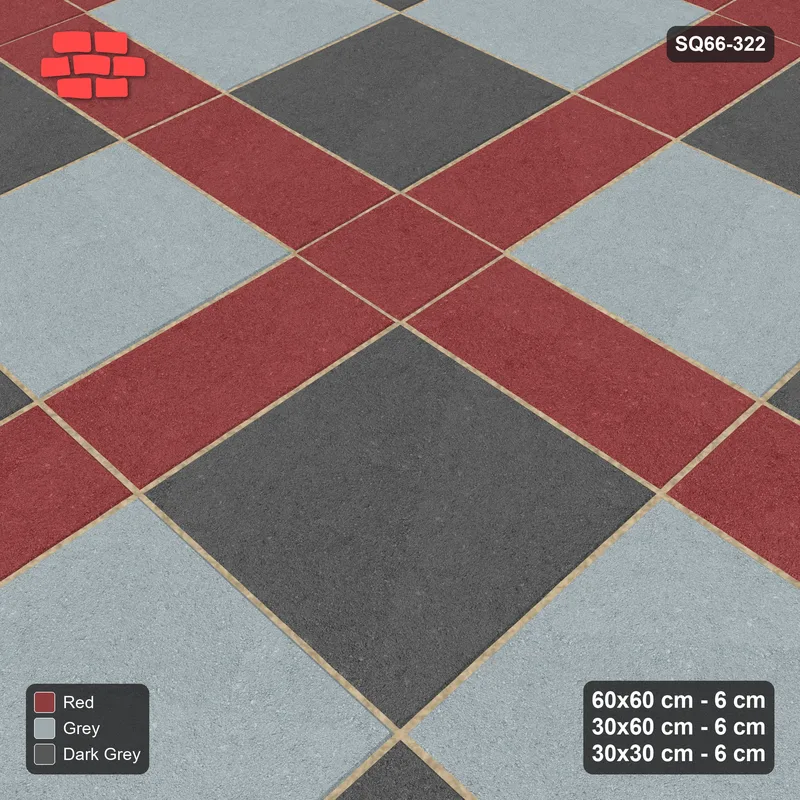 Interlock (Pasco) 60x60 cm · SQ66-322 · Panel Grid 2x3, 30 cm Lines, Two-Tone Slabs, Line Edges · Side view Interlock (Pasco) 60x60 cm · SQ66-322 · Panel Grid 2x3, 30 cm Lines, Two-Tone Slabs, Line Edges · Side view