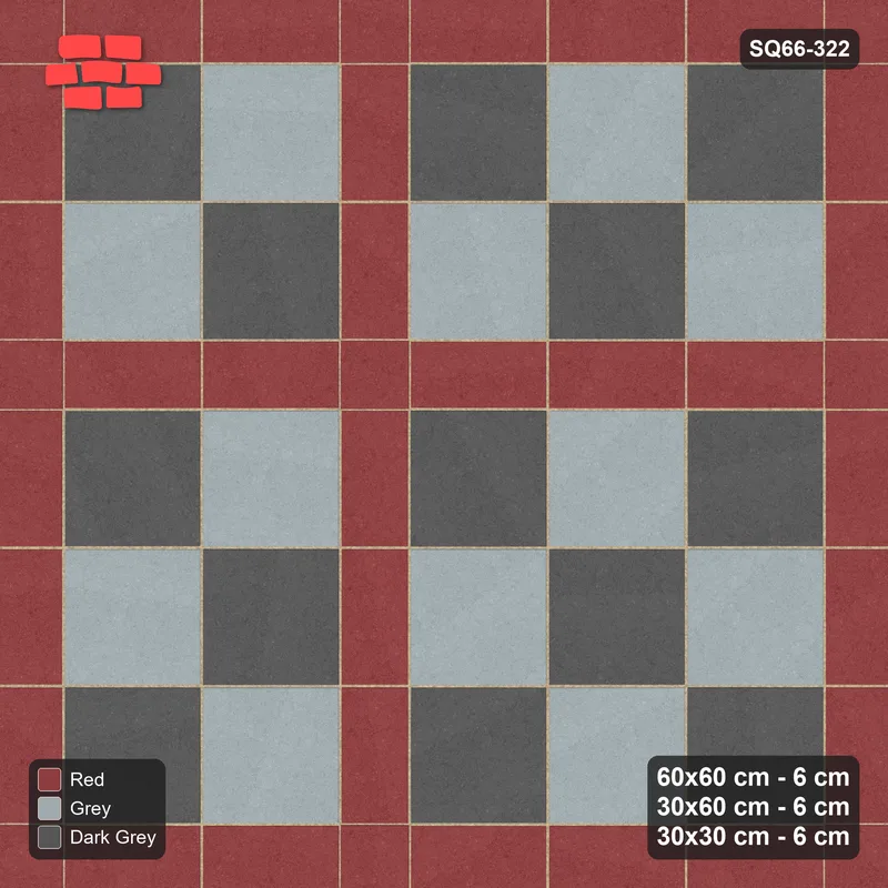 Interlock (Pasco) 60x60 cm · SQ66-322 · Panel Grid 2x3, 30 cm Lines, Two-Tone Slabs, Line Edges · Top view Interlock (Pasco) 60x60 cm · SQ66-322 · Panel Grid 2x3, 30 cm Lines, Two-Tone Slabs, Line Edges · Top view