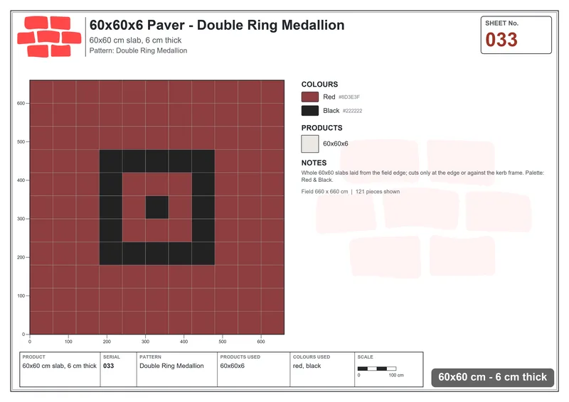 Interlock (Pasco) 60x60 cm · SQ66-33 · Double Ring Medallion · Laying plan Interlock (Pasco) 60x60 cm · SQ66-33 · Double Ring Medallion · Laying plan