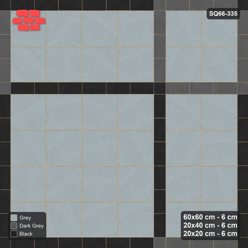 Interlock (Pasco) 60x60 cm · SQ66-335 · Panel Grid 4x4, 20 cm Lines, Alternating Lines, Kerb, 460 cm · Top view Interlock (Pasco) 60x60 cm · SQ66-335 · Panel Grid 4x4, 20 cm Lines, Alternating Lines, Kerb, 460 cm · Top view