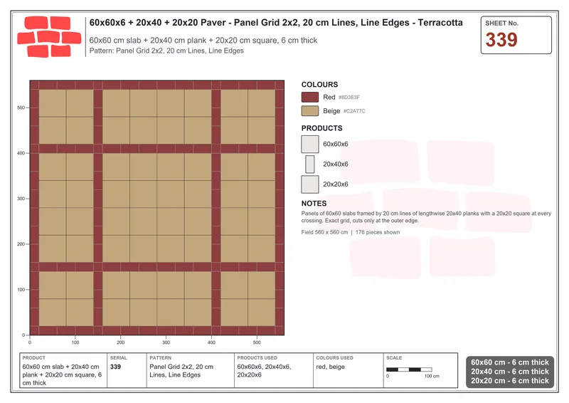Interlock (Pasco) 60x60 cm · SQ66-339 · Panel Grid 2x2, 20 cm Lines, Line Edges · Laying plan Interlock (Pasco) 60x60 cm · SQ66-339 · Panel Grid 2x2, 20 cm Lines, Line Edges · Laying plan