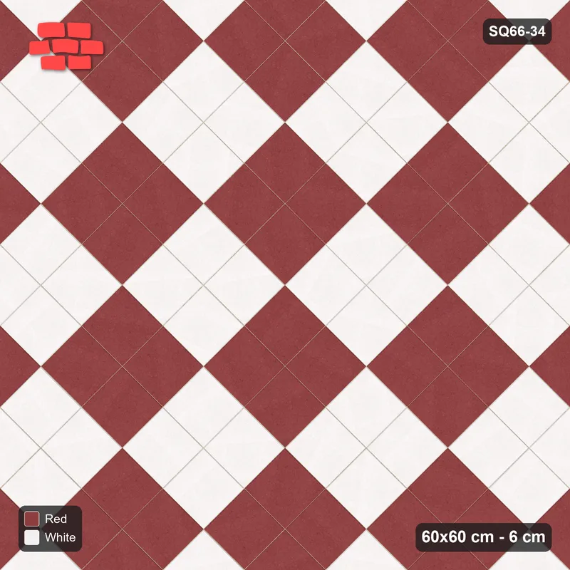 Interlock (Pasco) 60x60 cm · SQ66-34 · Diagonal Double-Slab Checker · Top view Interlock (Pasco) 60x60 cm · SQ66-34 · Diagonal Double-Slab Checker · Top view