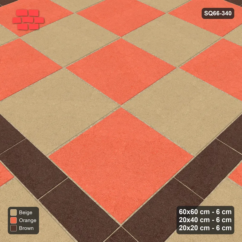 Interlock (Pasco) 60x60 cm · SQ66-340 · Panel Grid 4x2, 20 cm Lines, Two-Tone Slabs, Kerb, 460 cm · Side view Interlock (Pasco) 60x60 cm · SQ66-340 · Panel Grid 4x2, 20 cm Lines, Two-Tone Slabs, Kerb, 460 cm · Side view