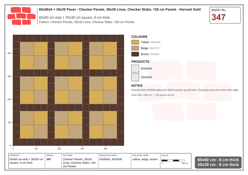 Interlock (Pasco) 60x60 cm · SQ66-347 · Checker Panels, 30x30 Lines, Checker Slabs, 120 cm Panels · Laying plan Interlock (Pasco) 60x60 cm · SQ66-347 · Checker Panels, 30x30 Lines, Checker Slabs, 120 cm Panels · Laying plan