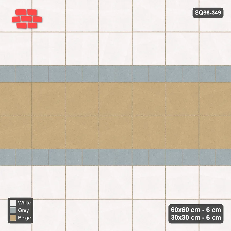 Interlock (Pasco) 60x60 cm · SQ66-349 · Checker Slabs, 30x30 Ribbons, Block Checker, 120 cm Bands · Top view Interlock (Pasco) 60x60 cm · SQ66-349 · Checker Slabs, 30x30 Ribbons, Block Checker, 120 cm Bands · Top view