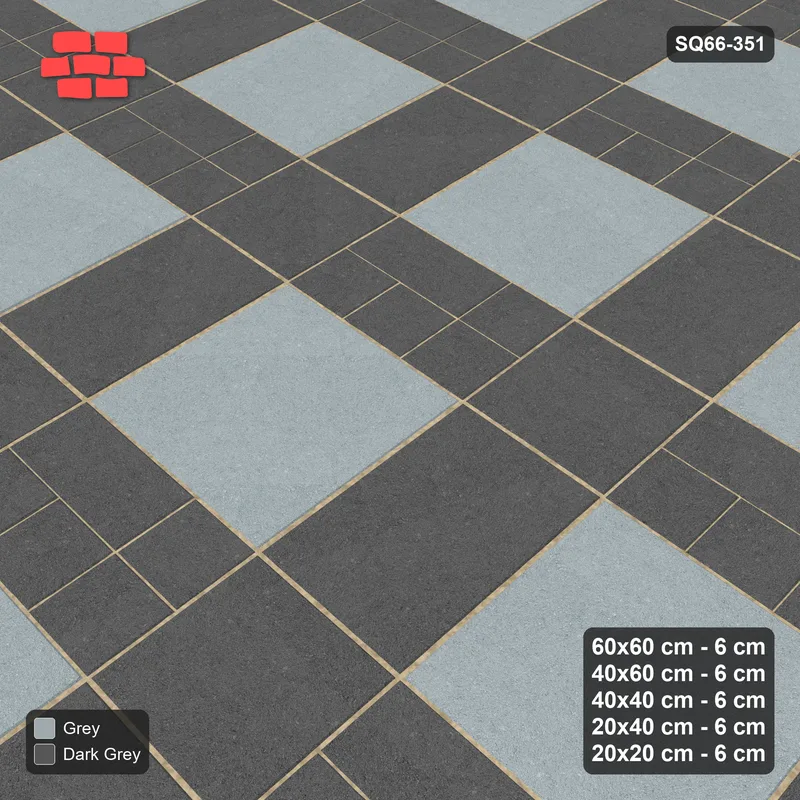 Interlock (Pasco) 60x60 cm · SQ66-351 · Five-Size Ashlar, 100 cm Block, Slab vs Rest, Repeat, 500 cm · Side view Interlock (Pasco) 60x60 cm · SQ66-351 · Five-Size Ashlar, 100 cm Block, Slab vs Rest, Repeat, 500 cm · Side view