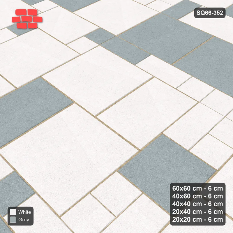Interlock (Pasco) 60x60 cm · SQ66-352 · Five-Size Ashlar, 140 cm Block, Tonal Blend, Varied, 420 cm · Side view Interlock (Pasco) 60x60 cm · SQ66-352 · Five-Size Ashlar, 140 cm Block, Tonal Blend, Varied, 420 cm · Side view