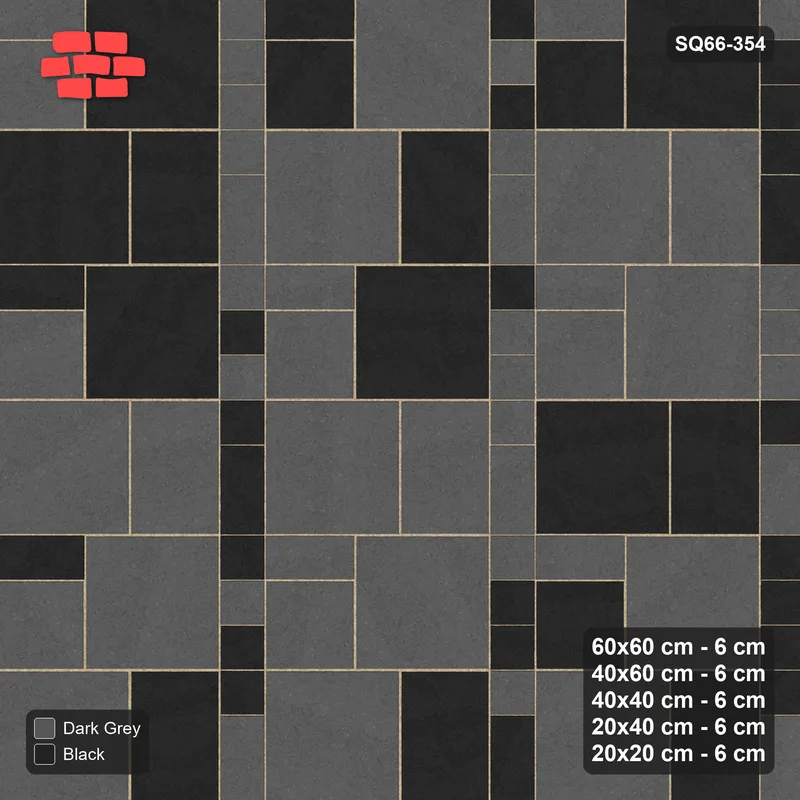Interlock (Pasco) 60x60 cm · SQ66-354 · Five-Size Ashlar, 120 cm Block, Random Tones, Repeat, Kerb · Top view Interlock (Pasco) 60x60 cm · SQ66-354 · Five-Size Ashlar, 120 cm Block, Random Tones, Repeat, Kerb · Top view