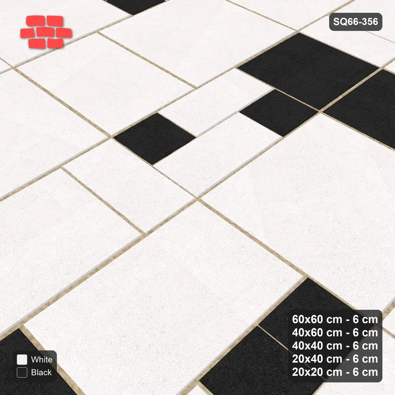 Interlock (Pasco) 60x60 cm · SQ66-356 · Five-Size Ashlar, 100 cm Block, Square Accents, Varied · Side view Interlock (Pasco) 60x60 cm · SQ66-356 · Five-Size Ashlar, 100 cm Block, Square Accents, Varied · Side view