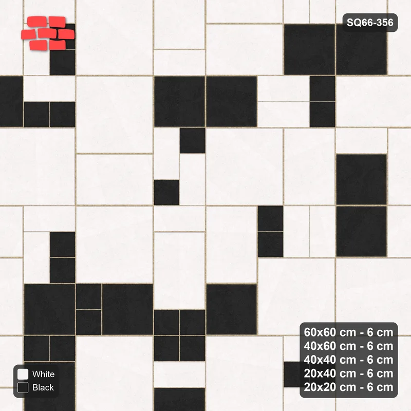 Interlock (Pasco) 60x60 cm · SQ66-356 · Five-Size Ashlar, 100 cm Block, Square Accents, Varied · Top view Interlock (Pasco) 60x60 cm · SQ66-356 · Five-Size Ashlar, 100 cm Block, Square Accents, Varied · Top view