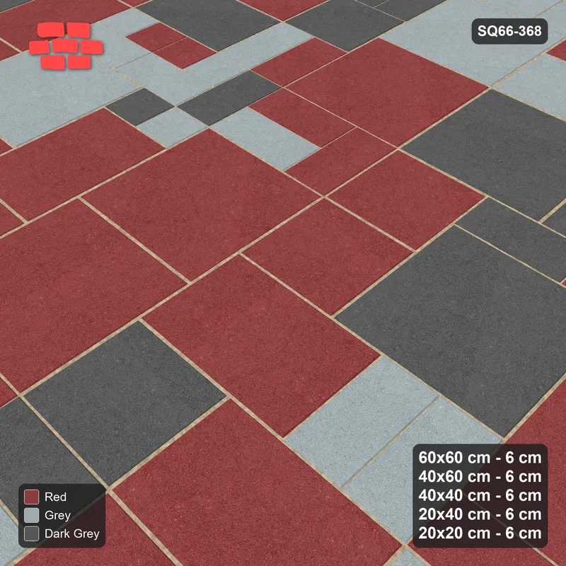 Interlock (Pasco) 60x60 cm · SQ66-368 · Five-Size Ashlar, 160 cm Block, Random Tones, Varied, 480 cm · Side view Interlock (Pasco) 60x60 cm · SQ66-368 · Five-Size Ashlar, 160 cm Block, Random Tones, Varied, 480 cm · Side view
