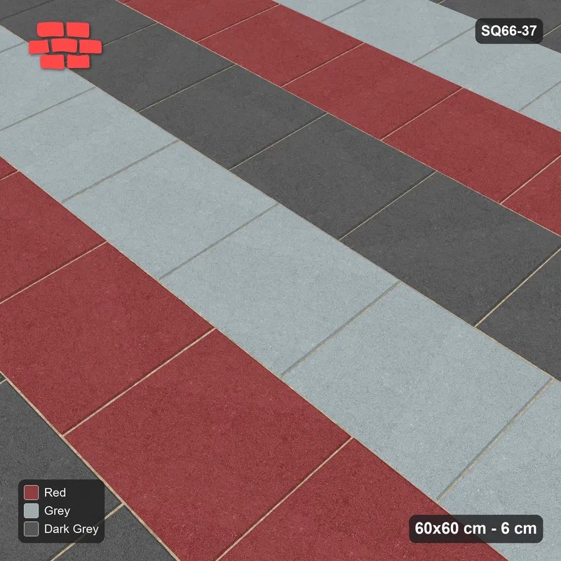 Interlock (Pasco) 60x60 cm · SQ66-37 · Kerb-Framed Tri-Tone Running Bond · Side view Interlock (Pasco) 60x60 cm · SQ66-37 · Kerb-Framed Tri-Tone Running Bond · Side view