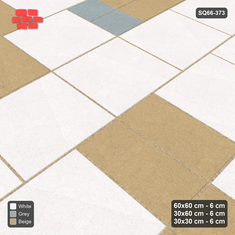 Interlock (Pasco) 60x60 cm · SQ66-373 · Three-Size Ashlar, 180 cm Block, Size Tones, Repeat, Kerb · Side view Interlock (Pasco) 60x60 cm · SQ66-373 · Three-Size Ashlar, 180 cm Block, Size Tones, Repeat, Kerb · Side view