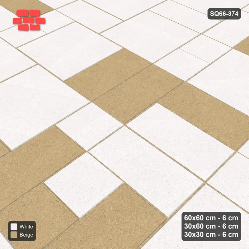 Interlock (Pasco) 60x60 cm · SQ66-374 · Three-Size Ashlar, 210 cm Block, Random Tones, Repeat · Side view Interlock (Pasco) 60x60 cm · SQ66-374 · Three-Size Ashlar, 210 cm Block, Random Tones, Repeat · Side view